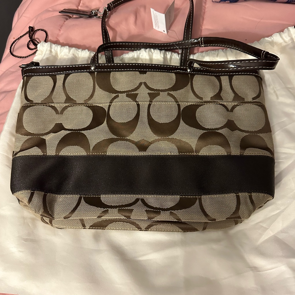 Coach Khaki/Mahogany Small Tote